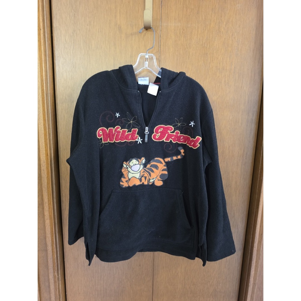 Vintage World Disney Womens Sz Plus 2X Hoodie Fleece 1/4 Zip Wild Friends Tigger